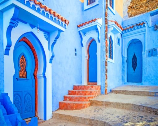 Chefchaouen Morocco Streets paint by numbers