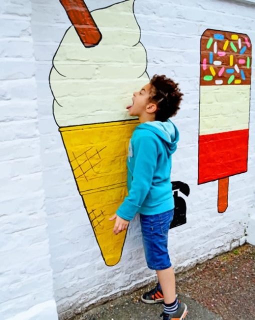 Child Licking Ice Cream Graffiti paint by numbers