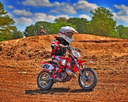 Child Driving A Dirt Bike paint by numbers