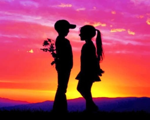 Children's Romantic Silhouette paint by numbers