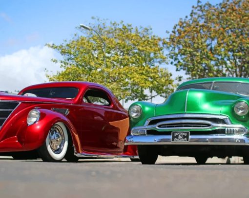 Classic Red And Green Car paint by numbers