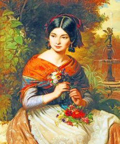 Classic Woman Holding Flowers paint by numbers