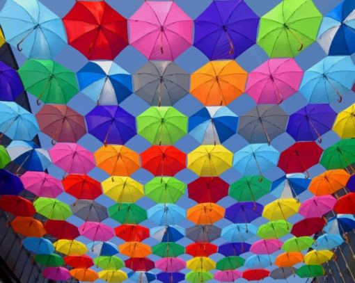 Bright Colorful Umbrellas paint by numbers