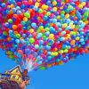 Colorful Balloons Up House paint by numbers