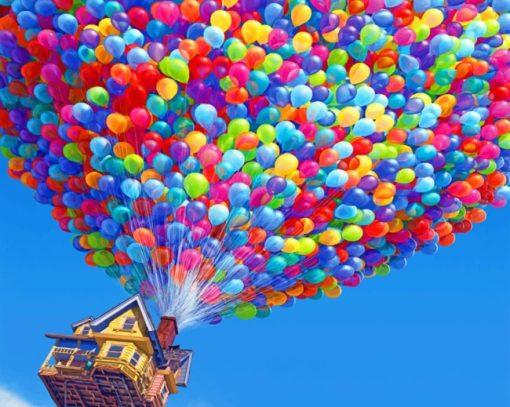 Colorful Balloons Up House paint by numbers