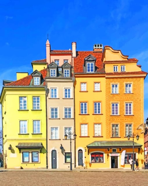 Blue Sky And Colorful Buildings paint by numbers
