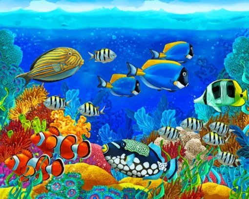 Colorful Fishes Under Water paint by numbers