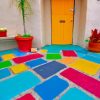 Colorful Floor painting by numbers
