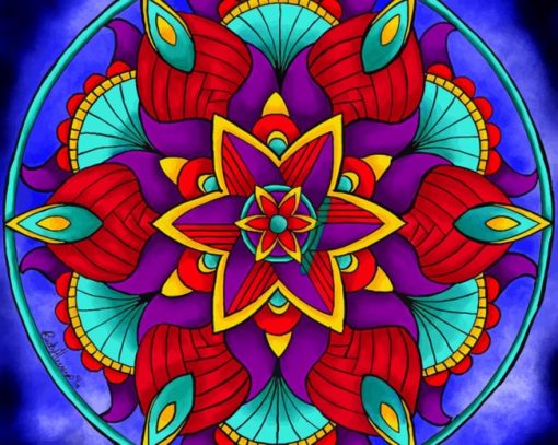 Colorful Flower Mandala paint by numbers