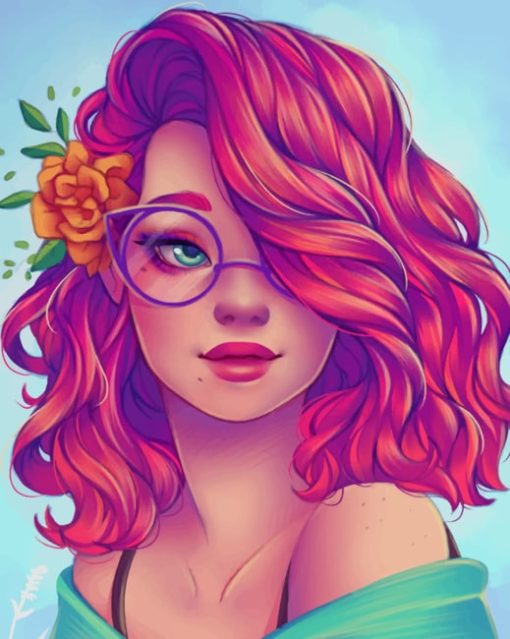 Colorful Girl Sketch painting by numbers