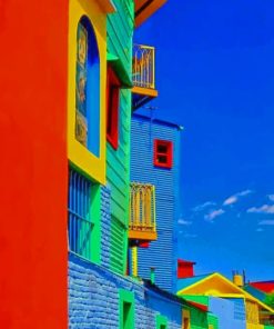 Colorful Buildings painting by numbers