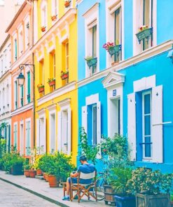 Colorful Houses Paris painting by numbers