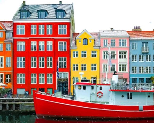 Copenhagen's Colorful Buildings paint by numbers