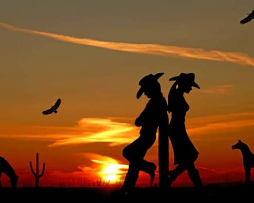 Cow Girls Silhouette paint by numbers