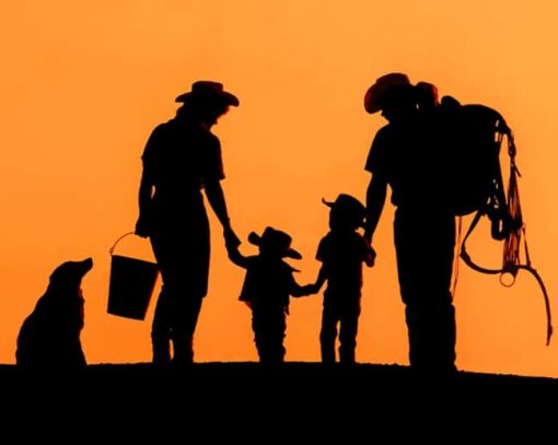 Cowboy Family Silhouette paint by numbers