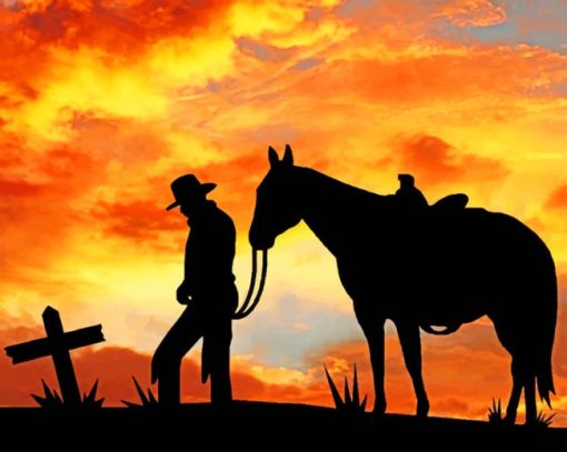 Cowboy Sunset paint by numbers