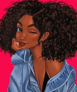 Curly Hair Girl Drawing painting by numbers