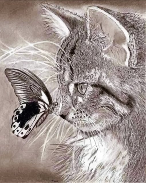 Realistic Cat Drawing painting by numbers