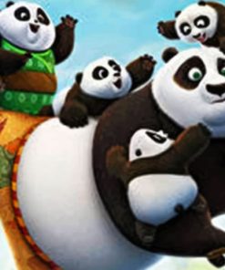 Dad Panda With His Children paint by numbers
