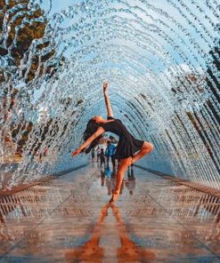 Woman Dancing Under The Water Fountain painting by numbers