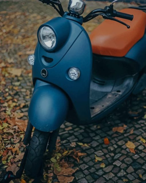 Dark Blue Scooter With Brown Chair paint by numbers