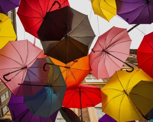 Mixed Colorful Umbrellas paint by numbers