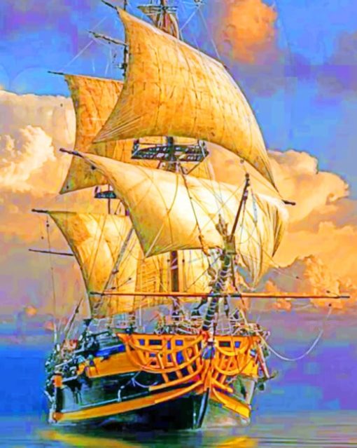 Drawing Tall Ship painting by numbers