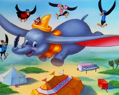 Dumbo The Elephant Flying paint by numbers