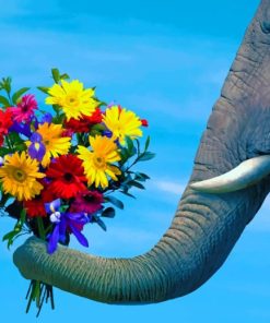Elephant Trunk With Flower painting by numbers