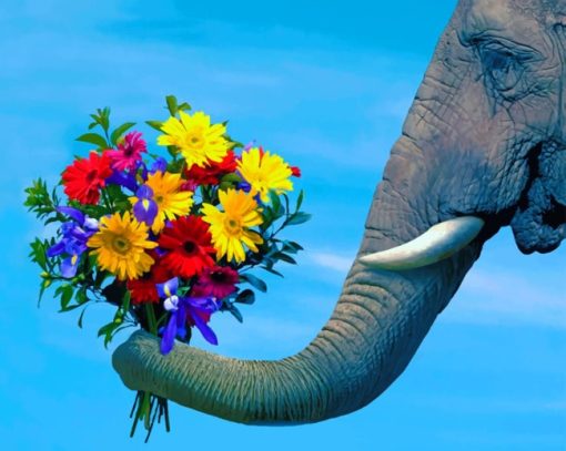 Elephant Trunk With Flower painting by numbers