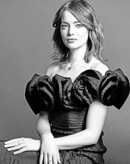Emma Stone Black And White paint by numbers