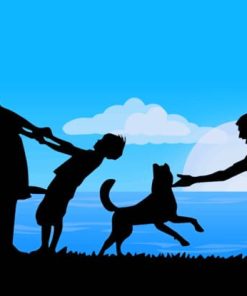Family And Dog Silhouette paint by numbers