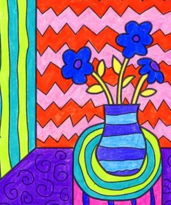Drawing Of A Flower Vase paint by numbers