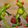 Frogs Carrying Luggage painting By Numbers