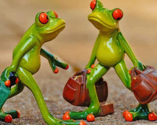 Frogs Carrying Luggage painting By Numbers