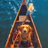 Golden Retriever In Boat paintings by numbers