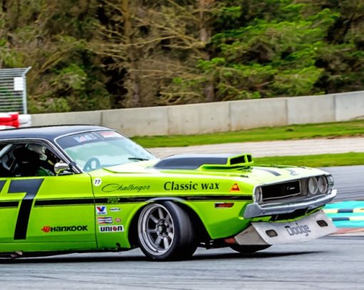 Green Dodge Charger paint by numbers
