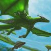 Green Dragon Flying paint by numbers