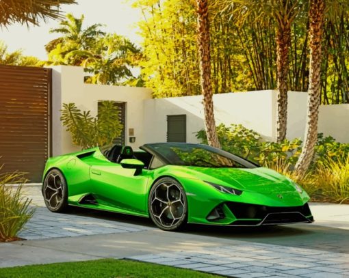 Green Convertible Lamborghini paint by numbers