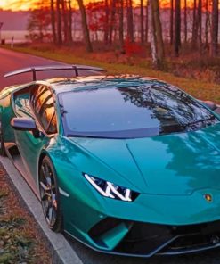 Green Lamborghini painting by numbers