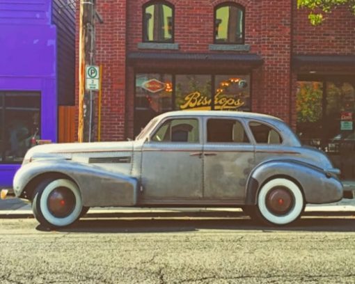Grey Vintage Cadillac paint by numbers