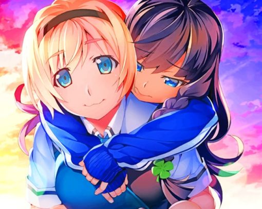 Anime Girls Cuddling painting by numbers