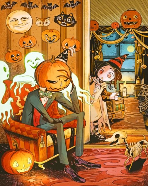 Hackto Oshiro Halloween painting by numbers