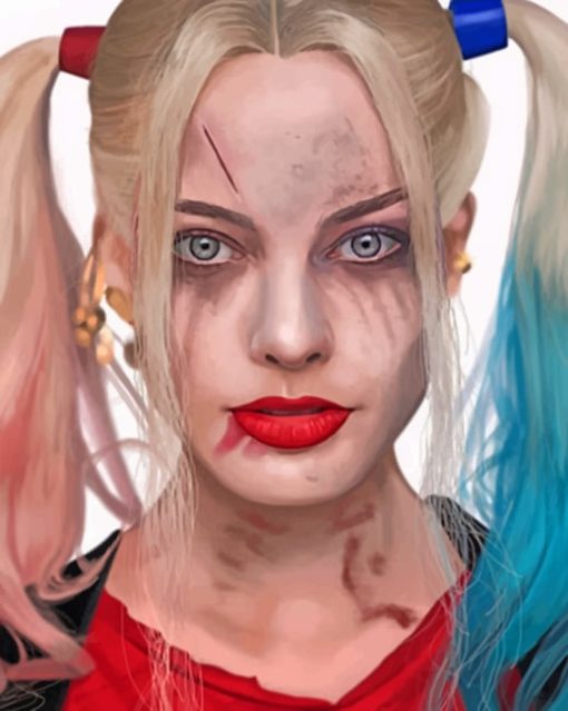 Harley Quinn With A Scar On The Face paint by numbers
