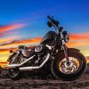 Harley Davidson And Sunset Sky paint by numbers