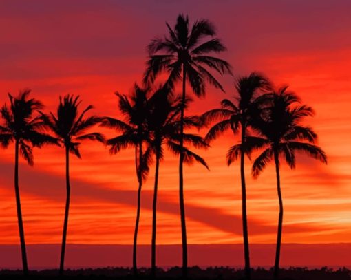 Hawaii Palms Sunset paint by numbers