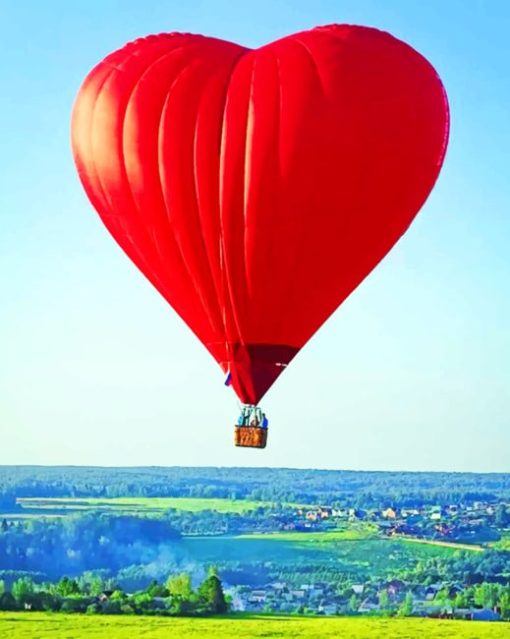 Heart Hot Air Balloon paint by numbers