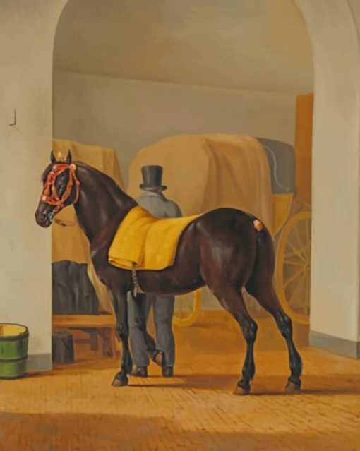 Drawing Of A Horse In The Barn paint by numbers