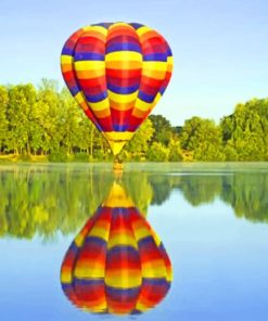 Hot Air Balloon Above The Lake paint by numbers