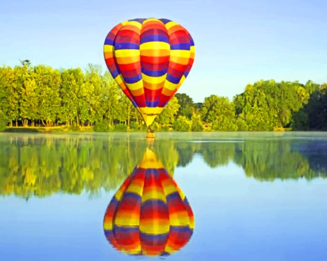 Hot Air Balloon Above The Lake paint by numbers